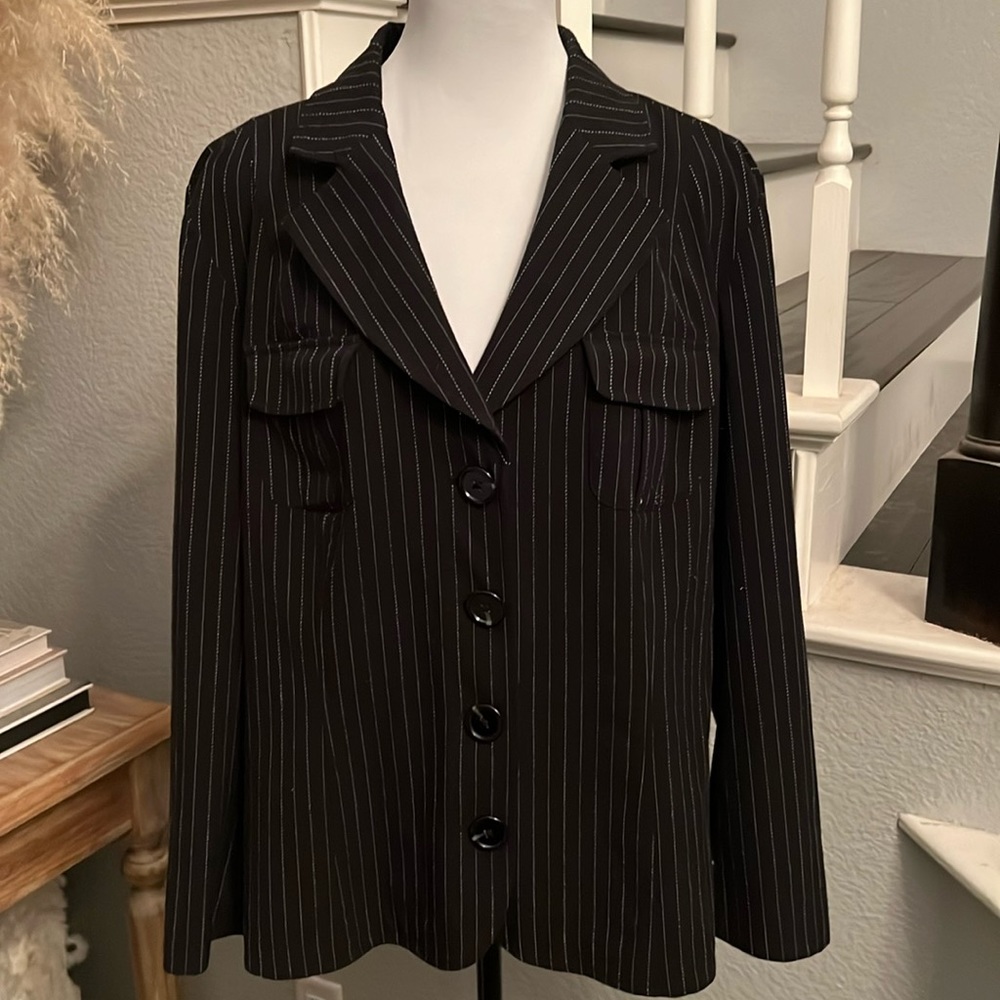Lane Bryant Black Pinstripe Blazer